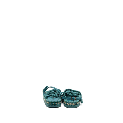 Chanel Size 38 21c Sandals Cord Green L