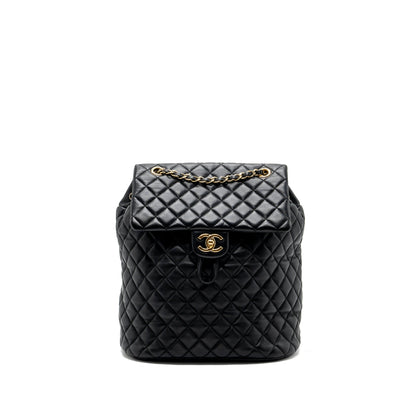 Chanel quilted flap backpack lambskin black