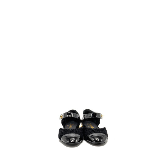 Chanel Size 39 21K CC Logo Ballerinas Tweed/Patent Calfskin Black