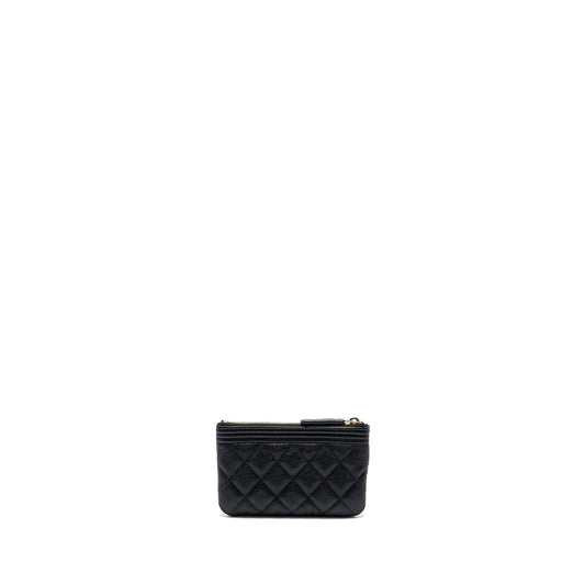 Chanel Small Boy Zip Pouch Shiny Grained Calfskin Black