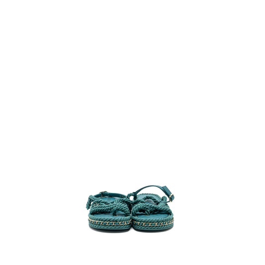 Chanel Size 38 21c Sandals Cord Green L