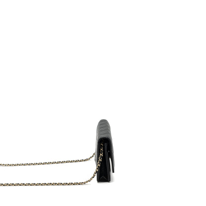 Chanel Detailed Logo Wallet On Chain Caviar Black L (microchip)
