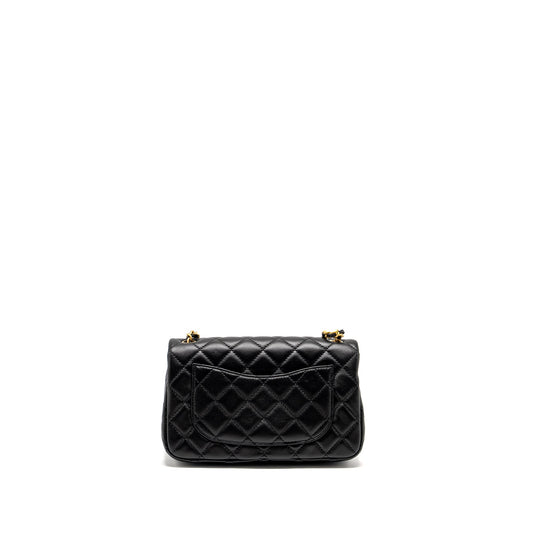 Chanel Pearl Crush mini Rectangular flap bag lambskin black  (microchip)