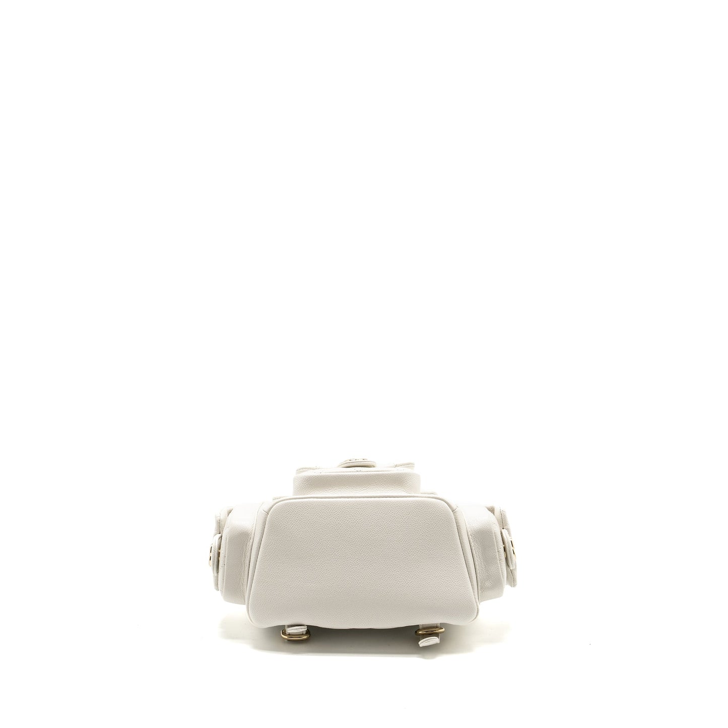 Chanel 23K Triple Pocket Mini Backpack Caviar White L (Microchip)
