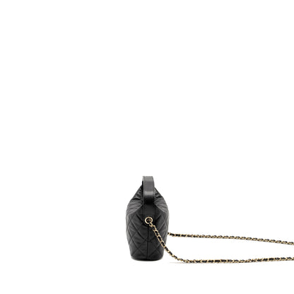 Chanel 25c Quilted Hobo Bag Caviar Black  (microchip)