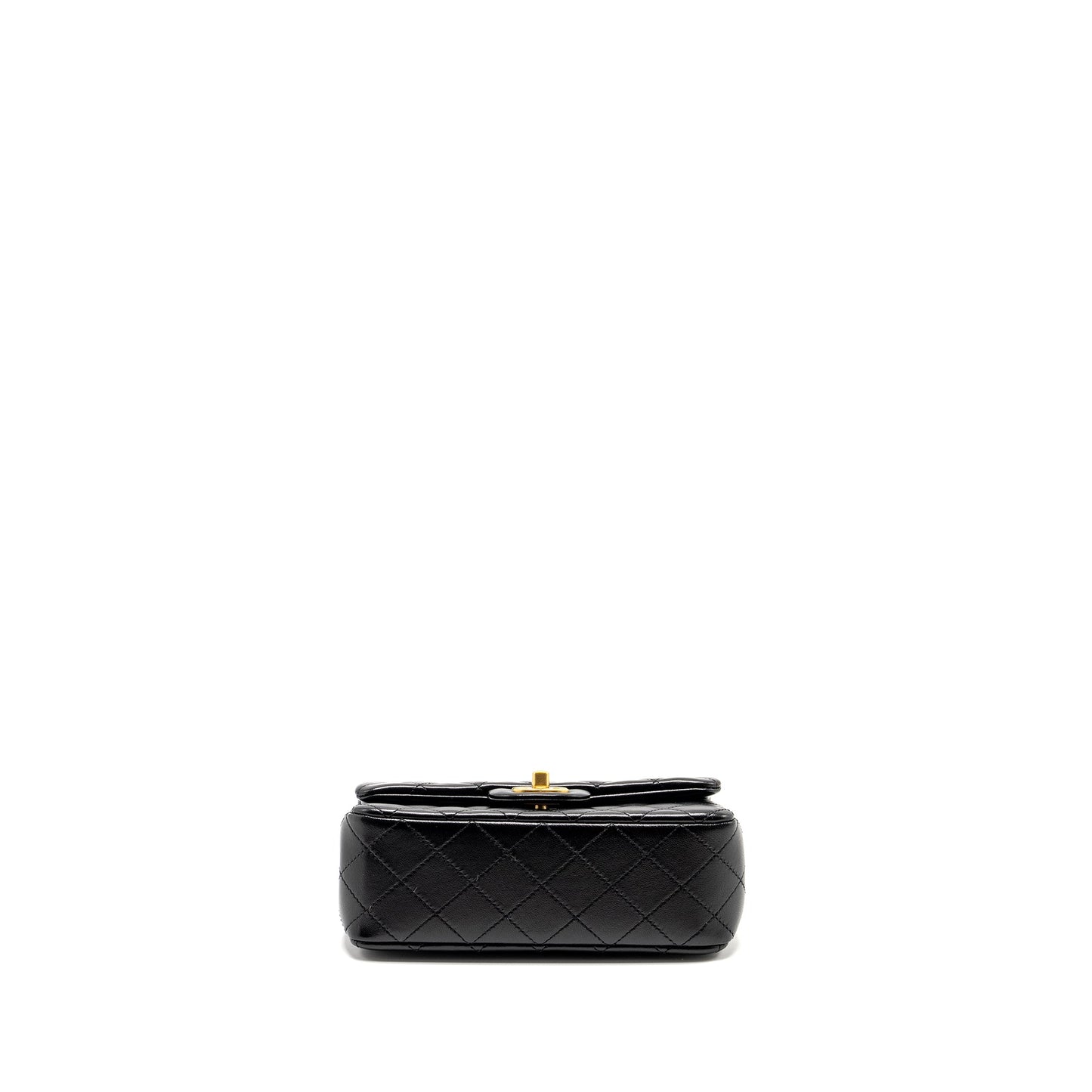 Chanel 24k Pearl Crush Mini Rectangular Flap Bag Shiny Lambskin Black  (Microchip)