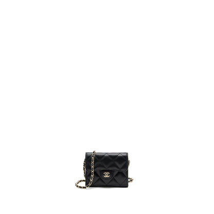 Chanel Card Holder With Chain Caviar Black L