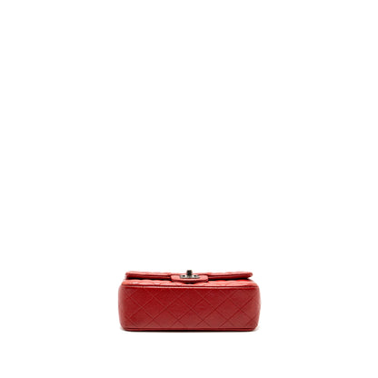 Chanel mini rectangular flap bag caviar red ruthenium hardware