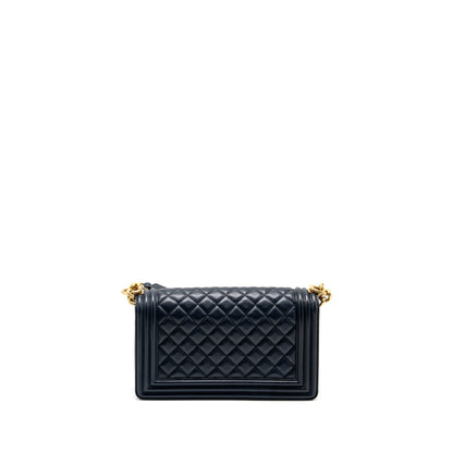 Chanel 20B medium boy bag with top handle Calfskin navy