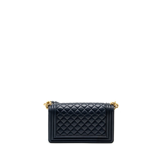 Chanel 20B medium boy bag with top handle Calfskin navy