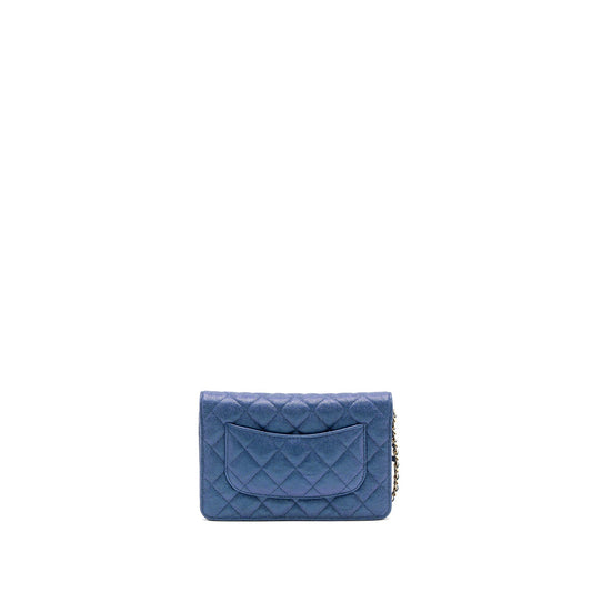 Chanel Classic Wallet On Chain Caviar Iridescent Blue L