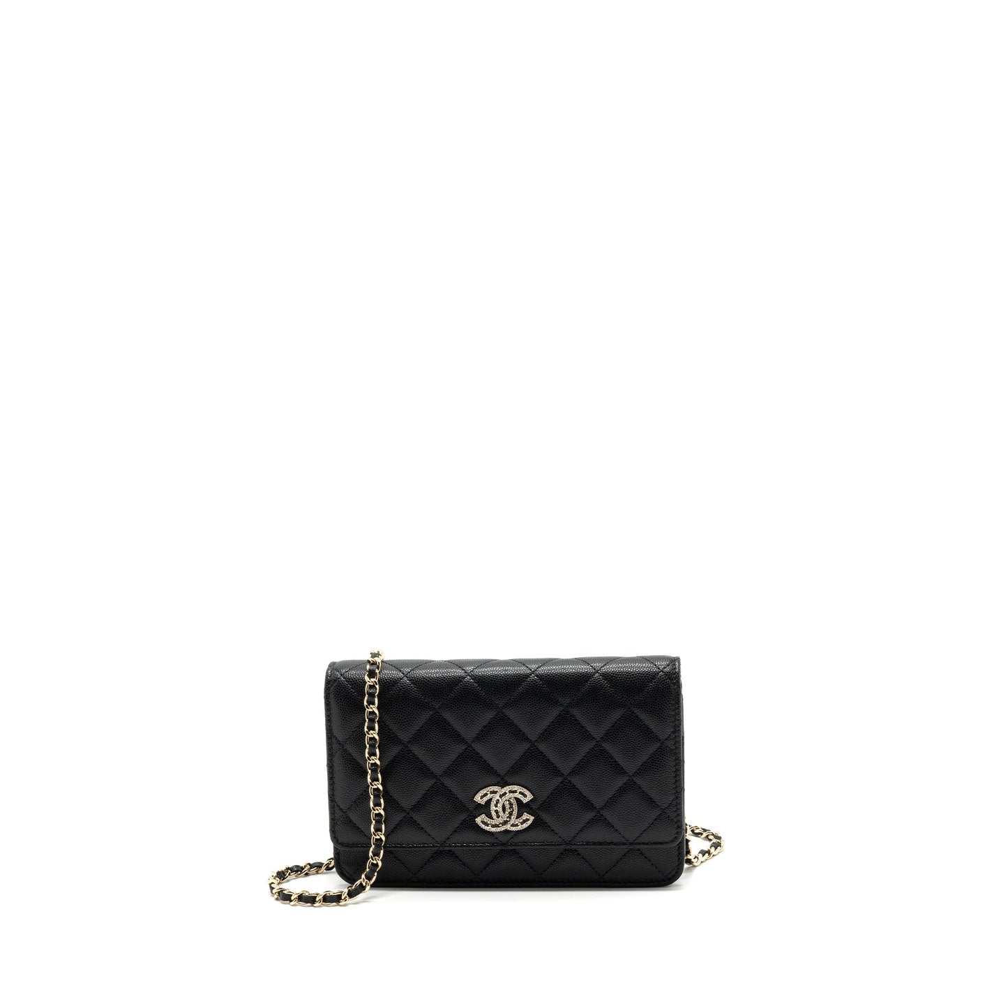 Chanel Detailed Logo Wallet On Chain Caviar Black L (microchip)
