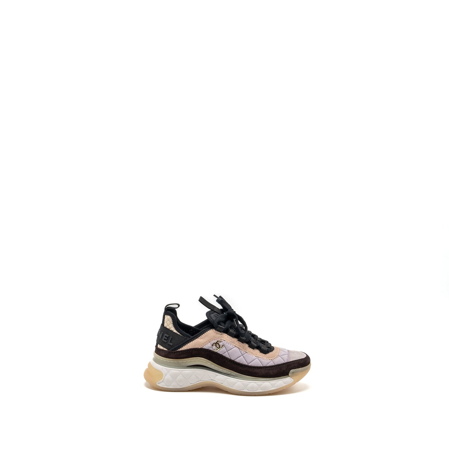 Chanel size 35 21K sneakers fabric/suede calfskin light purple/ beige/multicolour