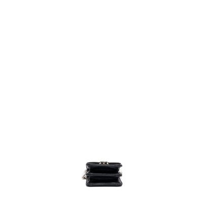 CHANEL MINI FLAP BAG WITH Coco Enamel CHAIN CAVIAR BLACK