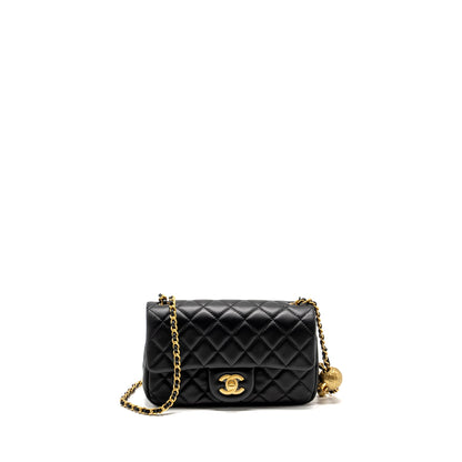 Chanel Pearl Crush mini Rectangular flap bag lambskin black  (microchip)