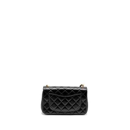 Chanel 24k Pearl Crush Mini Rectangular Flap Bag Shiny Lambskin Black  (Microchip)