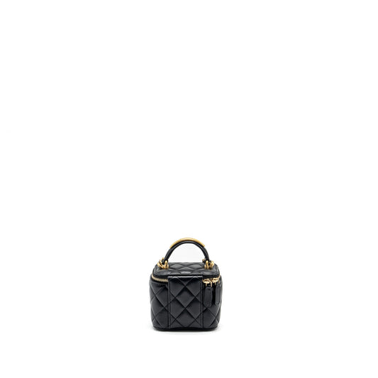 Chanel Top Handle Mini Vanity Case with Chain Lambskin Black  (Microchip)