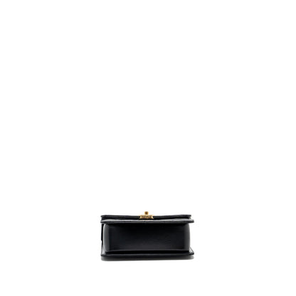 Chanel 24C gold crush mini flap bag calfskin black  (microchip)
