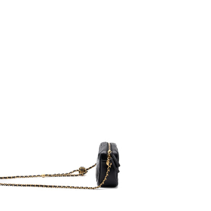 Chanel pearl crush camera bag lambskin black  (microchip)