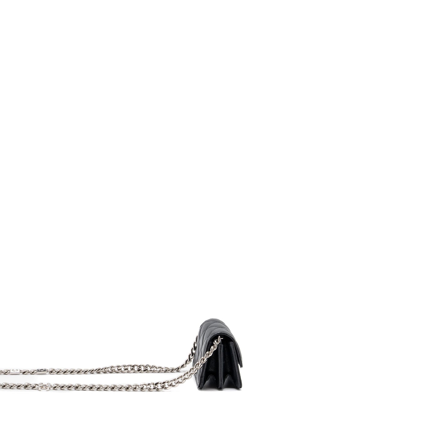 CHANEL MINI FLAP BAG WITH Coco Enamel CHAIN CAVIAR BLACK