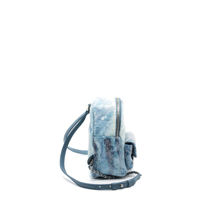 Chanel Mini Backpack Sequins Multicolour Blue