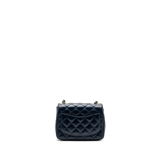 Chanel Classic Mini Square Flap Bag Lambskin Dark Blue L