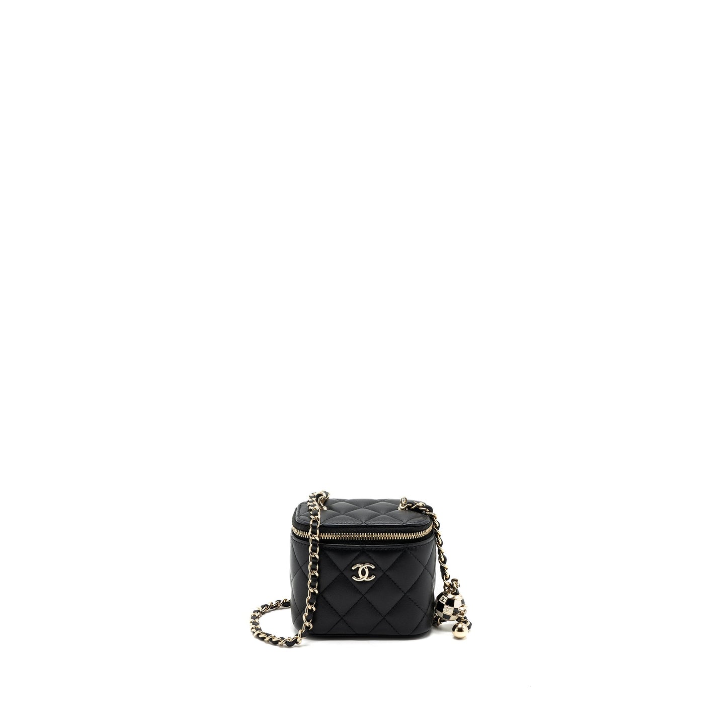 Chanel Pearl Crush Mini Vanity Case Lambskin Black L(microchip)