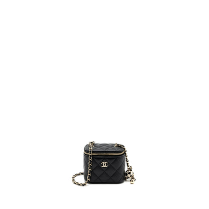 Chanel Pearl Crush Mini Vanity Case Lambskin Black L(microchip)