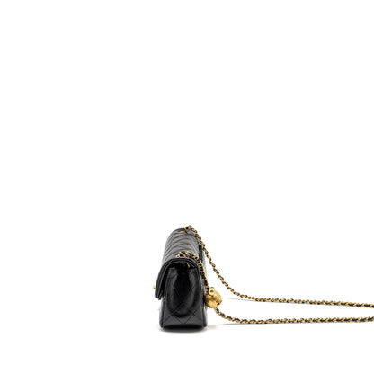 Chanel 24k Pearl Crush Mini Rectangular Flap Bag Shiny Lambskin Black  (Microchip)