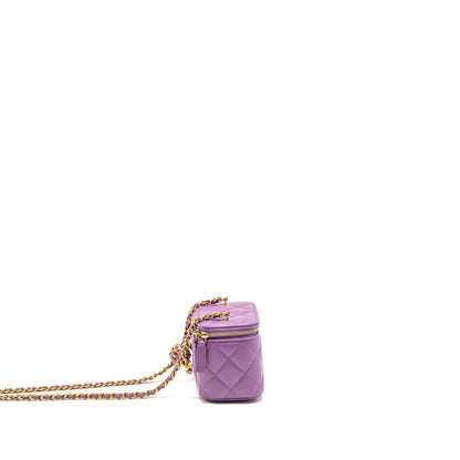 CHANEL Pearl Crush Mini Vanity With Chain Lambskin Purple