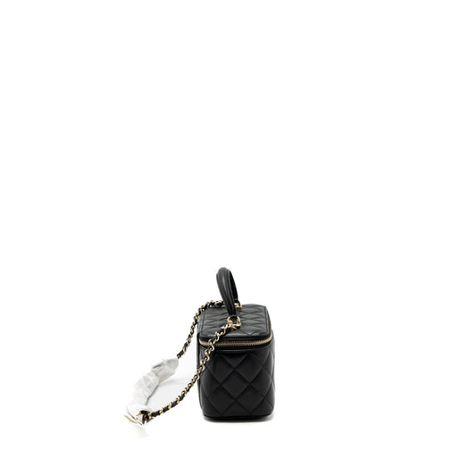 Chanel Top Handle Long Vanity With Chain Lambskin Black L(Microchip)