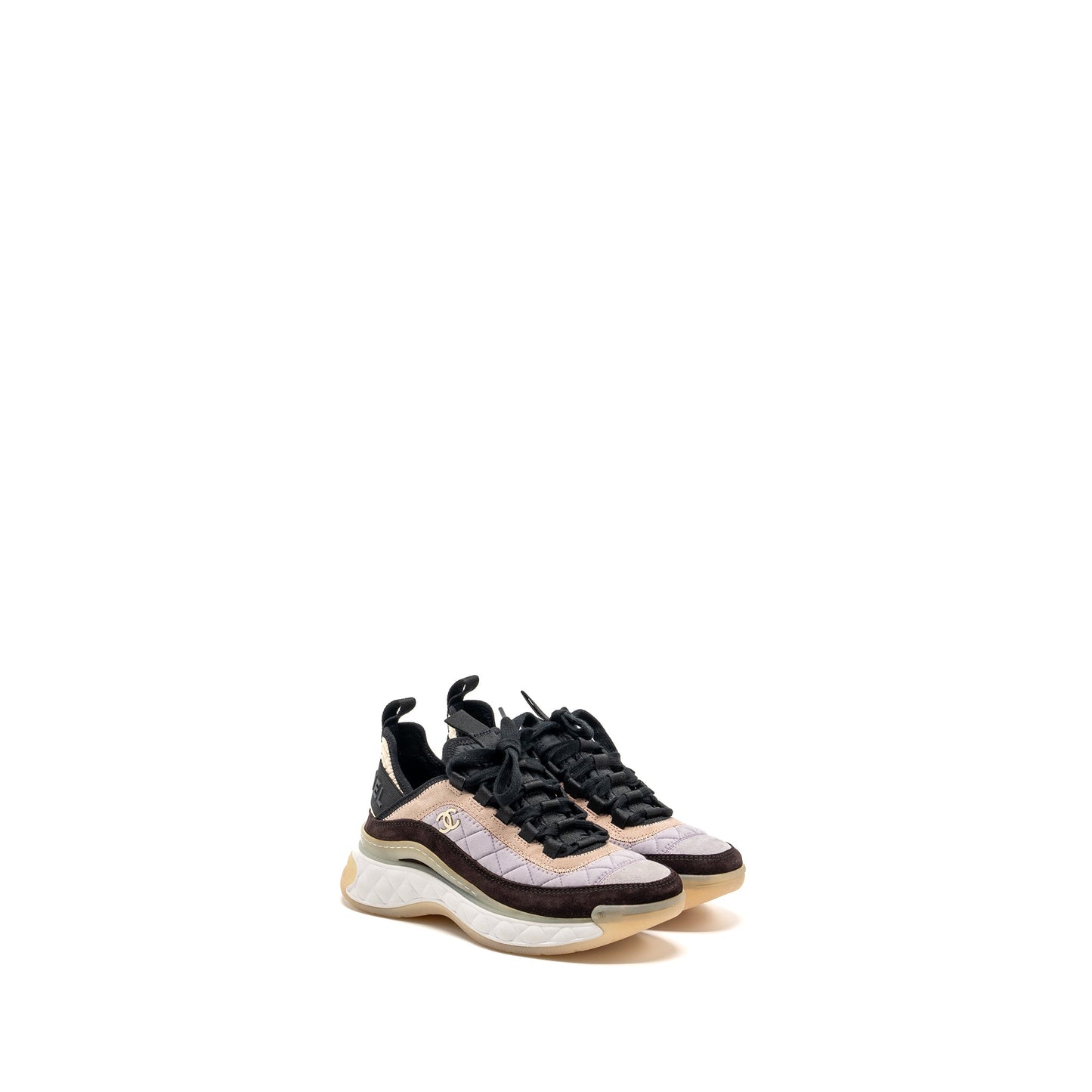 Chanel size 35 21K sneakers fabric/suede calfskin light purple/ beige/multicolour