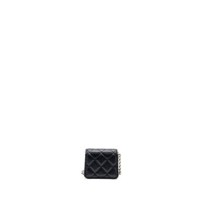 CHANEL MINI FLAP BAG WITH Coco Enamel CHAIN CAVIAR BLACK