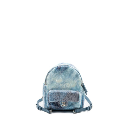 Chanel Mini Backpack Sequins Multicolour Blue