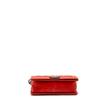 Chanel Medium Boy bag lambskin red ruthenium