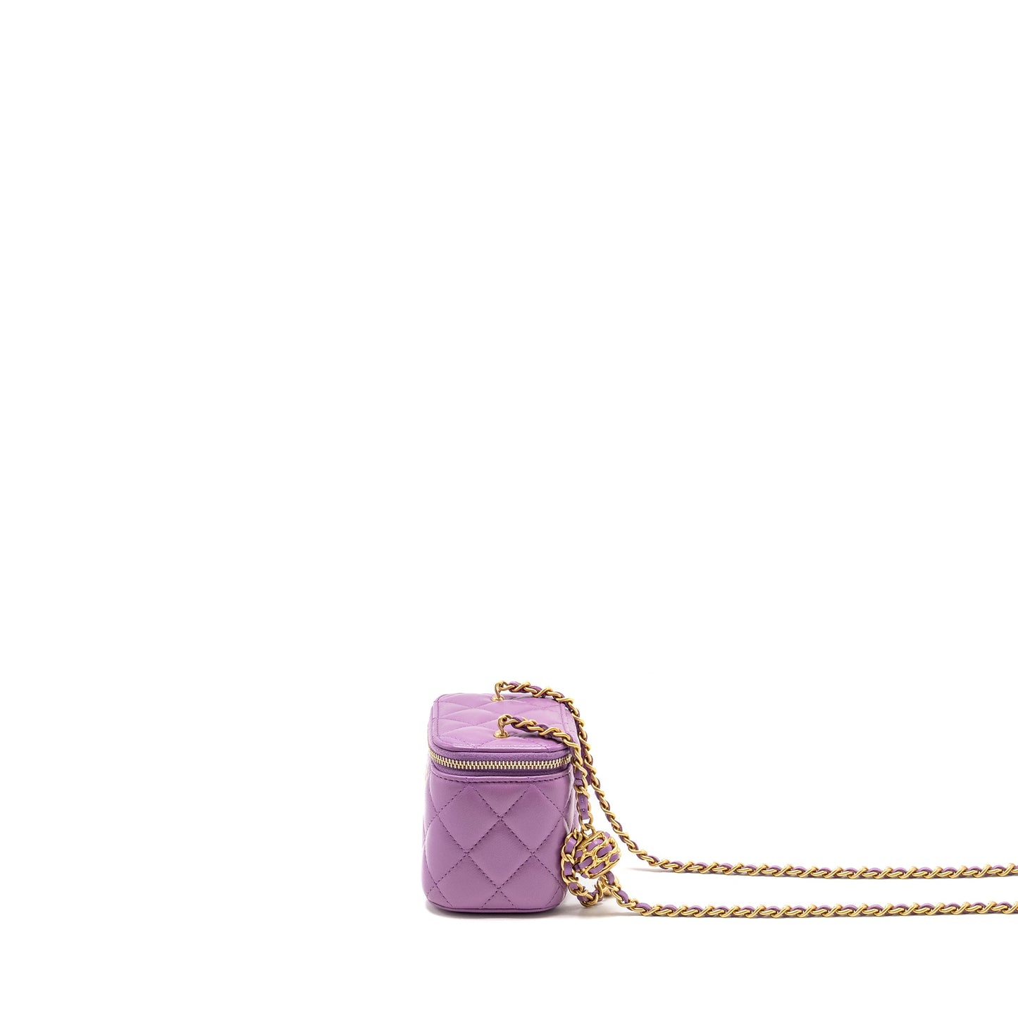 CHANEL Pearl Crush Mini Vanity With Chain Lambskin Purple