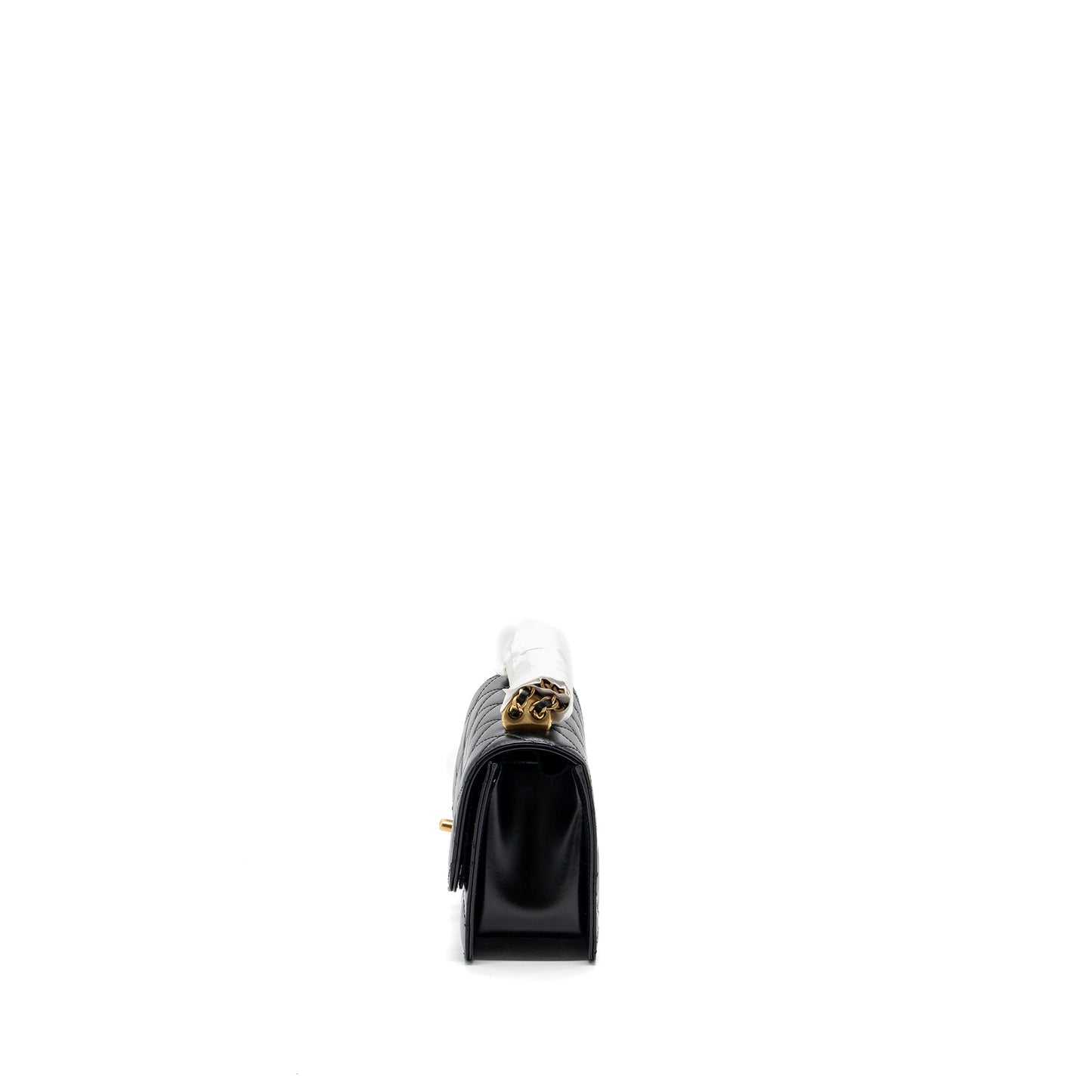 Chanel 24C gold crush mini flap bag calfskin black  (microchip)
