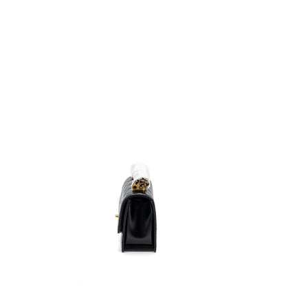 Chanel 24C gold crush mini flap bag calfskin black  (microchip)