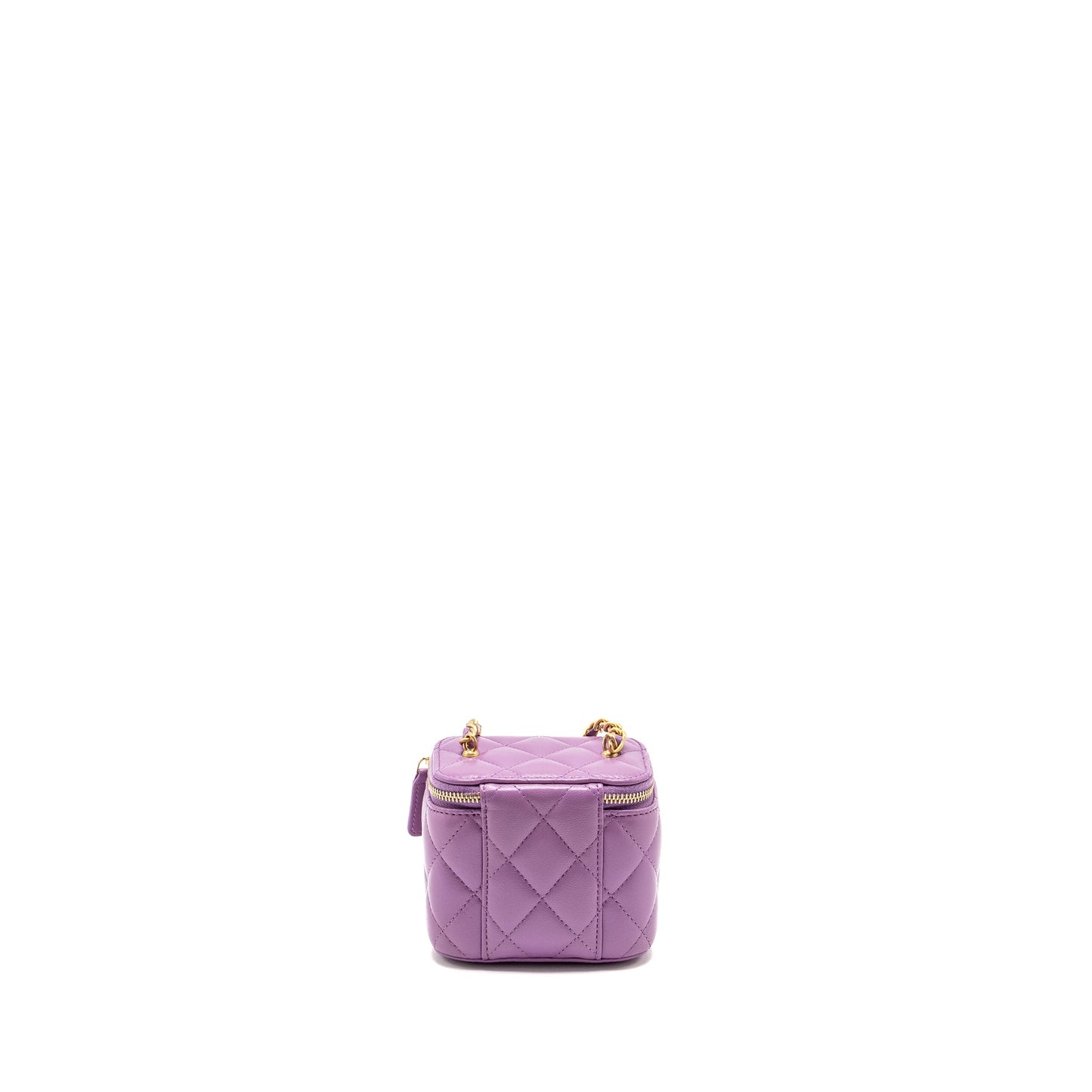 CHANEL Pearl Crush Mini Vanity With Chain Lambskin Purple