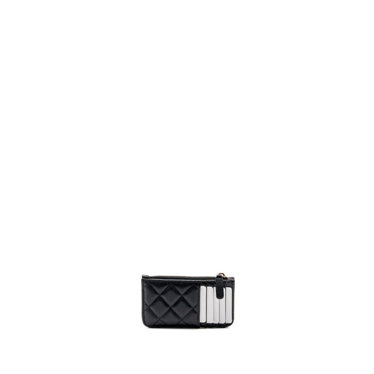 Chanel Flap with Zip Card Holder Caviar Black L (Microchip)