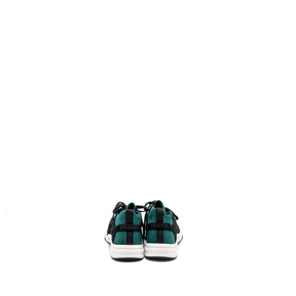 Chanel Size 37 CC logo Sneakers Suede/Knit Fabric Green/Black