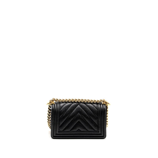 Chanel Chevron Small Boy Bag Caviar Black