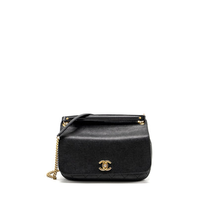 Chanel Large Top Handle Flap Bag Grained Calfskin Black