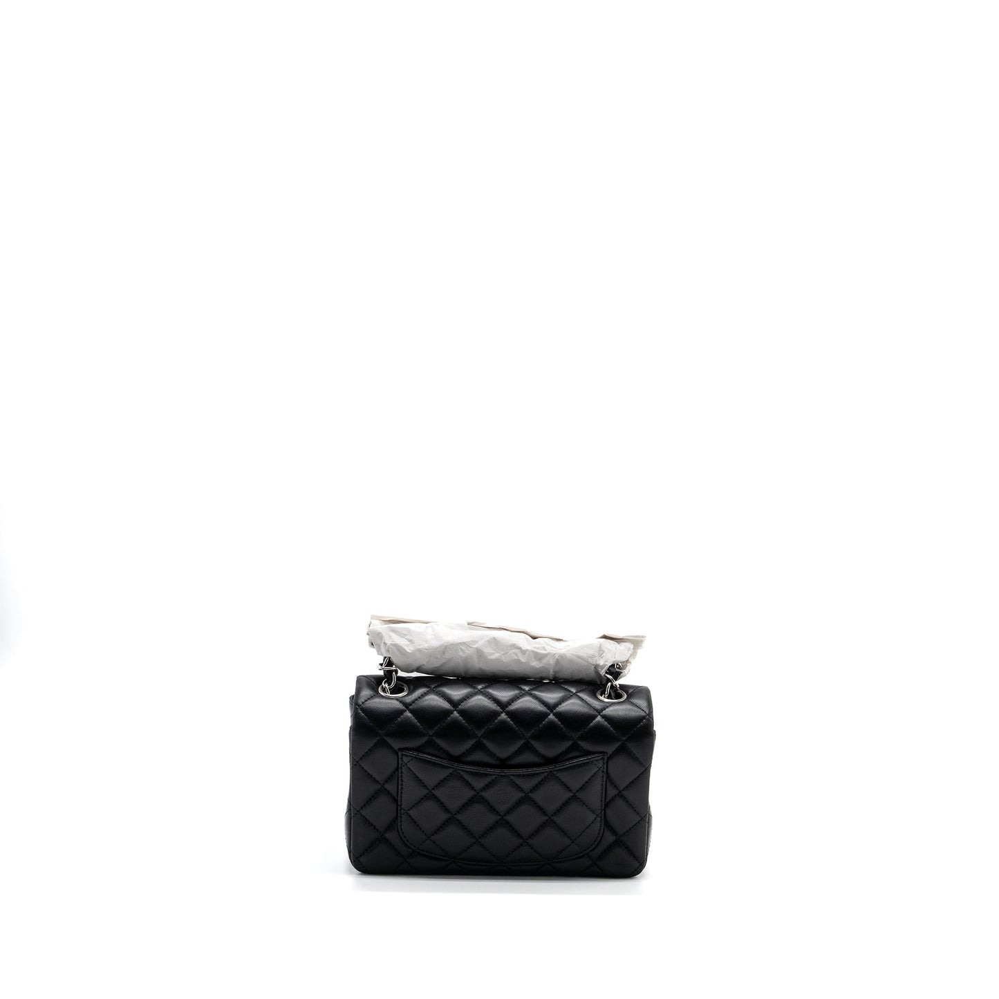Chanel mini rectangular flap bag lambskin black  (Microchip)