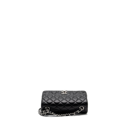 Chanel mini rectangular flap bag lambskin black  (microchip)