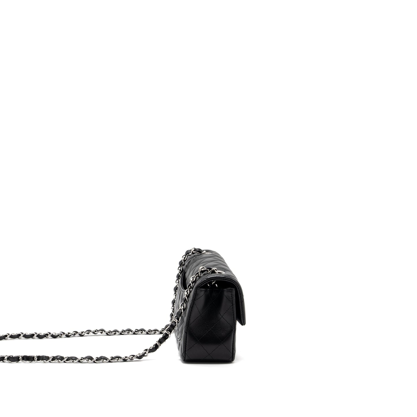 Chanel mini rectangular flap bag lambskin black  (microchip)
