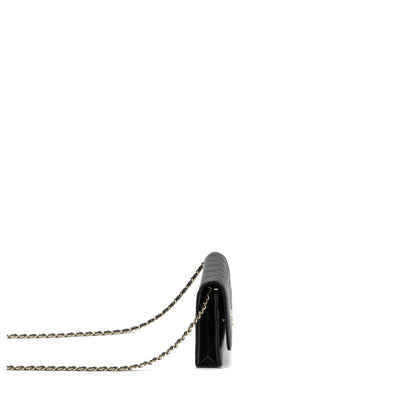 Chanel 23k Detailed CC Logo Wallet On Chain Caviar Black L (microchip)