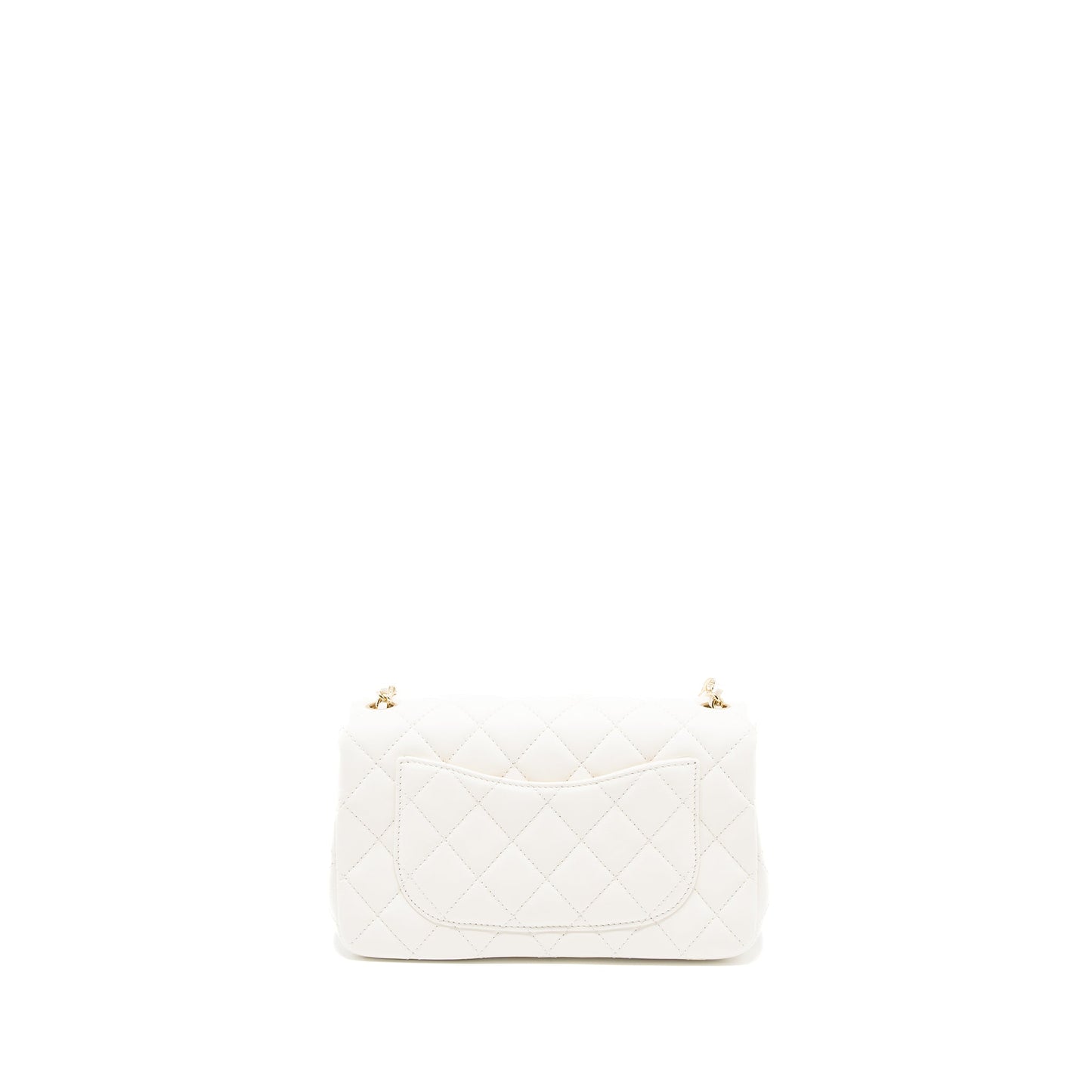 Chanel 23C Pearl Crush Mini Rectangular Flap Bag Lambskin White L (Microchip)