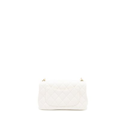 Chanel 23C Pearl Crush Mini Rectangular Flap Bag Lambskin White L (Microchip)
