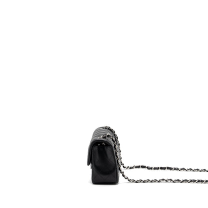 Chanel mini rectangular flap bag lambskin black  (microchip)